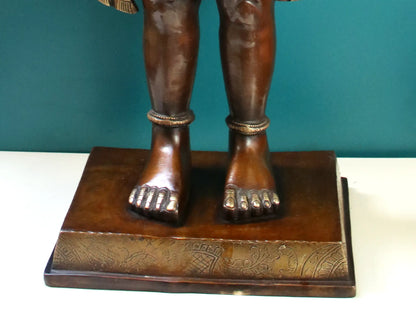 Brassaura® Hanuman Standing Blessing Pose Idol with Brown With Natural Brass Finish | Pure Superfine Brass Handcrafted Murti | Brass Statue for Home Temple, Pooja Room | Height 35 Inches | Weight 31.36 Kgs