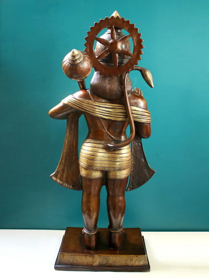 ब्रासौर® खड़े हनुमान आशीर्वाद देते हुए | शुद्ध पीतल | ऊंचाई 36 इंच और वजन 30.70 किलोग्राम