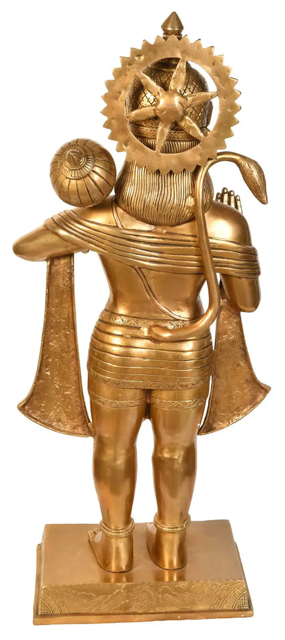 Brassaura® स्टैंडिंग ब्लेसिंग हनुमान | शुद्ध पीतल | ऊँचाई 36 इंच और वज़न 30.70 किलोग्राम