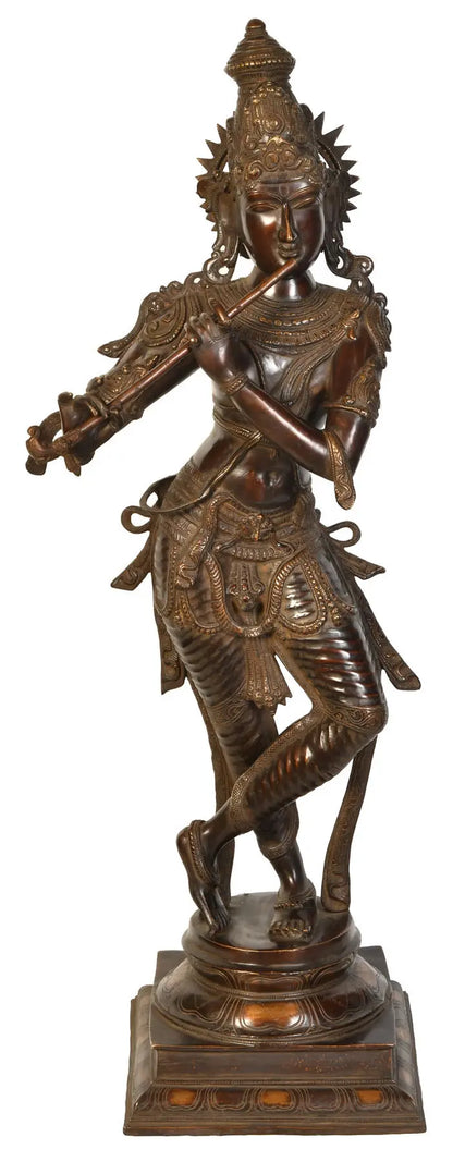 Brassaura® Brass Krishna Statue | Height 34.65 Inches & Weight 20.40 kg