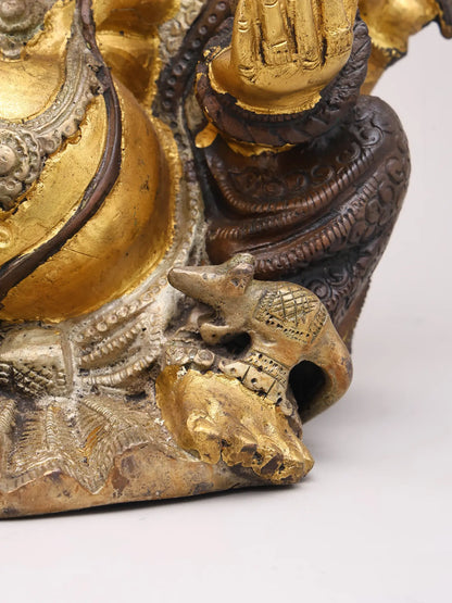 Brassaura™ Brass Pagdi Ganesha Idol for Home Temple & Festive Decor | 9 Inches | 5.20 kgs