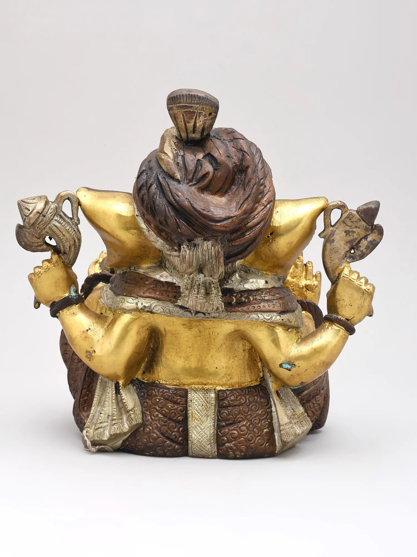 Brassaura™ Brass Pagdi Ganesha Idol for Home Temple & Festive Decor | 9 Inches | 5.20 kgs