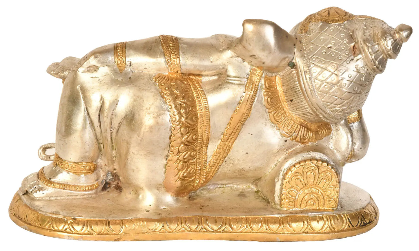 Brassaura™ Brass Lying Ganesha Idol for Home Temple & Spiritual Decor | 4 Inches | 2.60 kgs