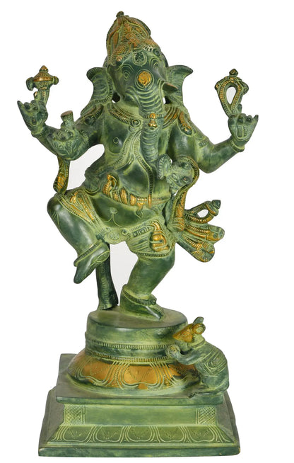 Brassaura™ Brass Dancing Ganesha Statue | Height 13 Inches & Weight 5 kgs