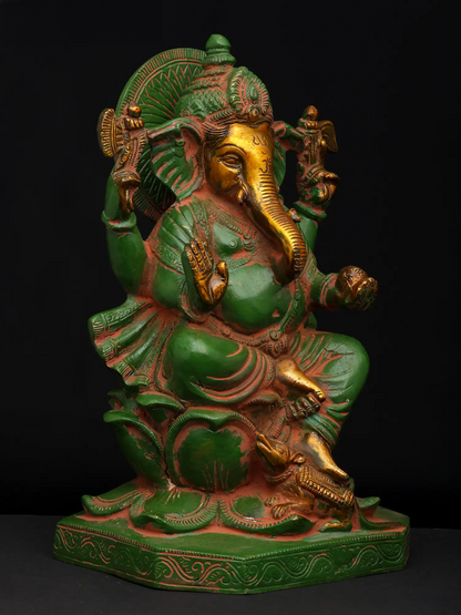 Brassaura™ Brass Ganesha Statue | Height 10 Inches & Weight 4.40 kgs