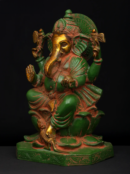 Brassaura™ Brass Ganesha Statue | Height 10 Inches & Weight 4.40 kgs