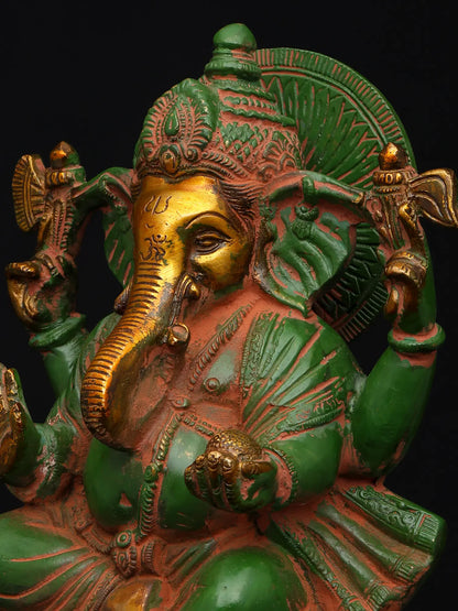 Brassaura™ Brass Ganesha Statue | Height 10 Inches & Weight 4.40 kgs