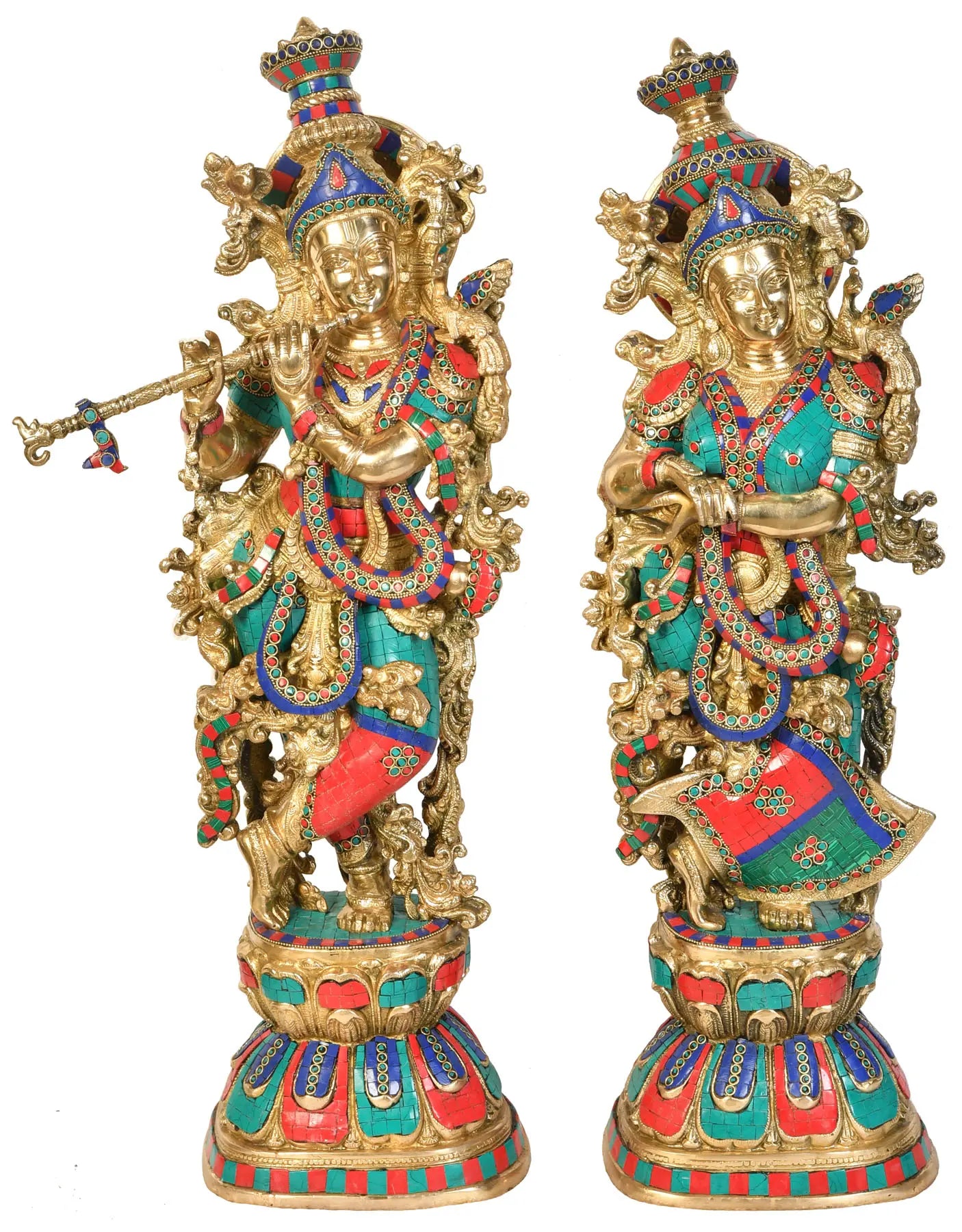 Brassaura® Brass Radha Krishna Statue | Height 29.00 Inches & Weight 32.60 kg