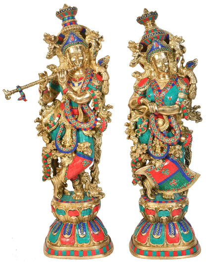 Brassaura® Brass Radha Krishna Statue | Height 29.00 Inches & Weight 32.60 kg