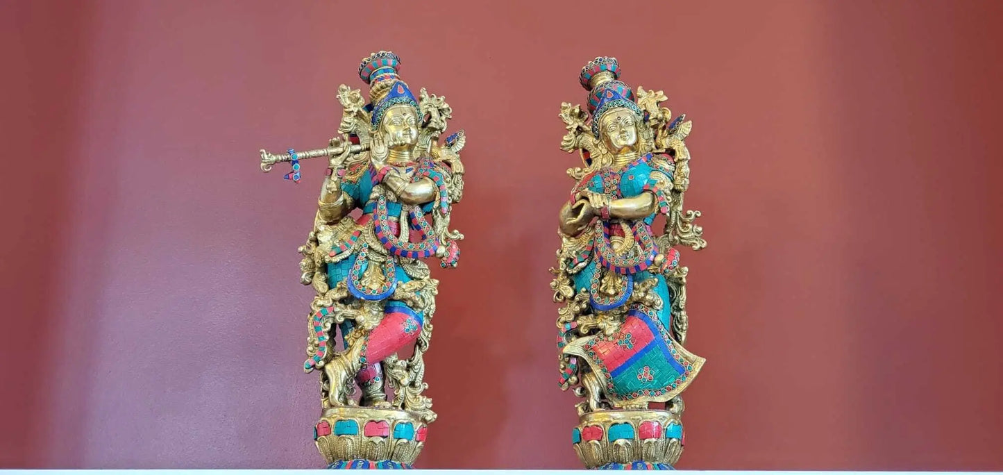 Brassaura® Brass Radha Krishna Statue | Height 29.00 Inches & Weight 32.60 kg