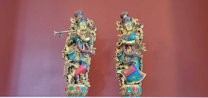 Brassaura® Brass Radha Krishna Statue | Height 29.00 Inches & Weight 32.60 kg