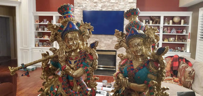 Brassaura® Brass Radha Krishna Statue | Height 29.00 Inches & Weight 32.60 kg