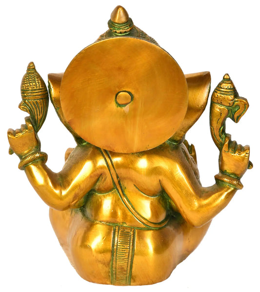 Brassaura® Turquoise Patina Ganesha Brass Statue | Height 8.27 Inches & Weight 3 kgs