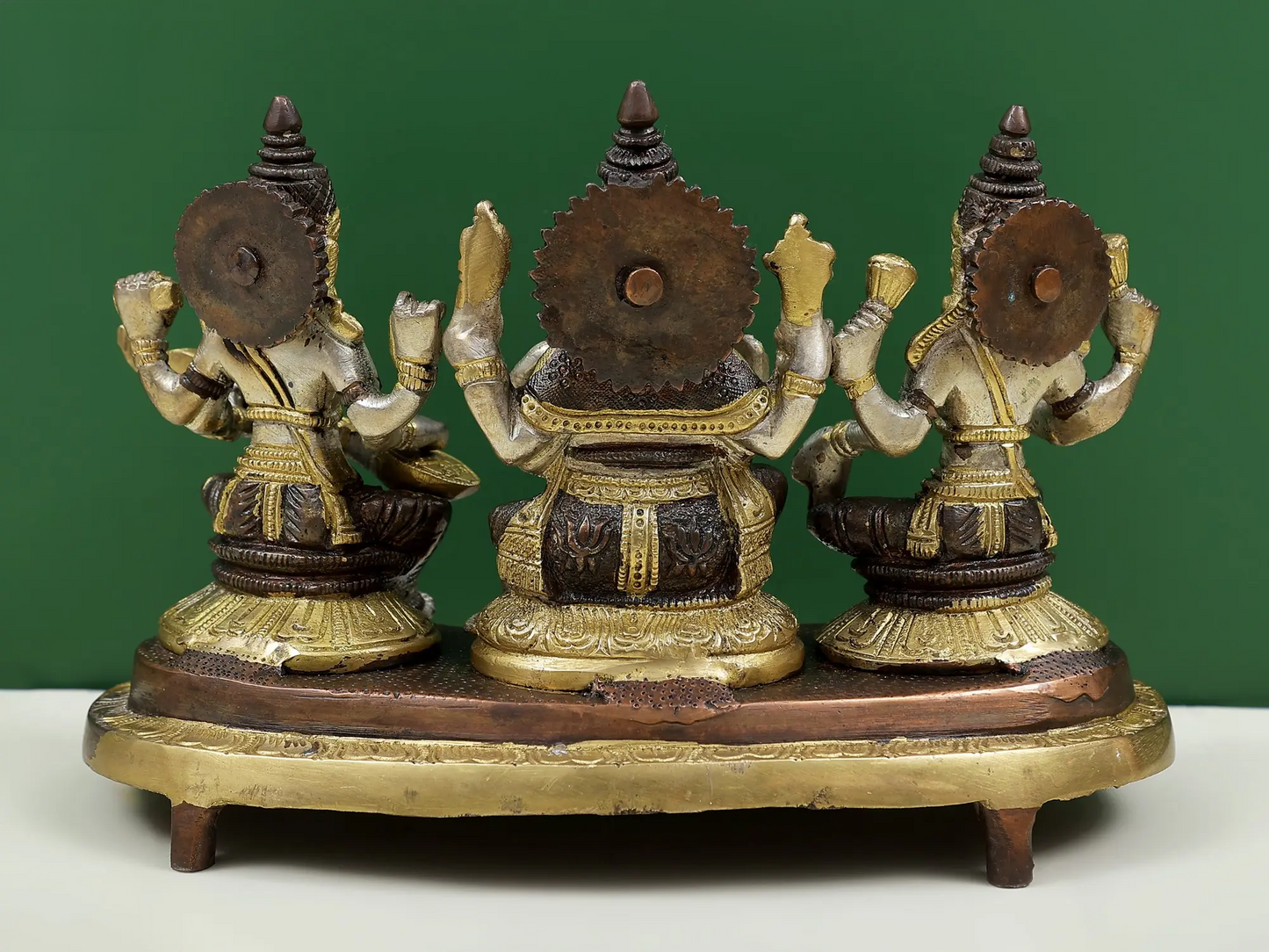Brassaura® Lakshmi Ganesha Saraswati Trio | Brass Statue | Height 6 Inches & Weight 3 kgs