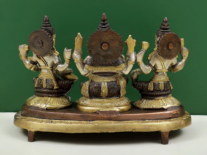 Brassaura® Lakshmi Ganesha Saraswati Trio | Brass Statue | Height 6 Inches & Weight 3 kgs