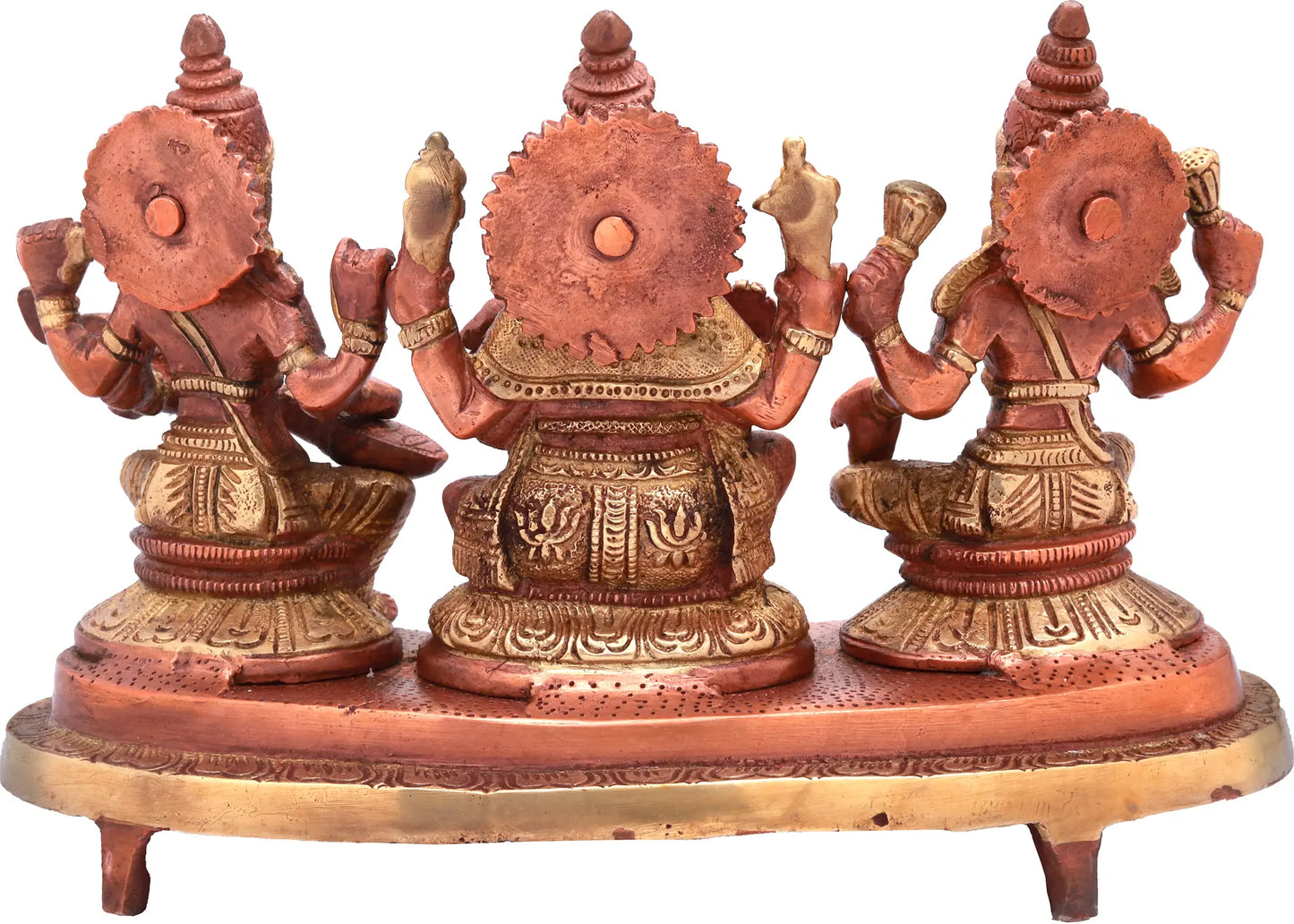 Brassaura® Lakshmi Ganesha Saraswati Brass Statue | Height 6.10 Inches & Weight 3 kgs