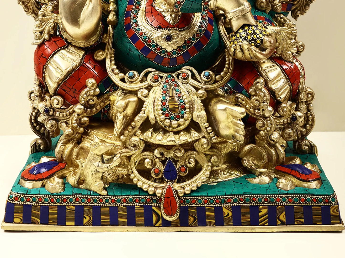 Brassaura® Meenakari Seated Lord Ganesha Idol | Height 20.28 Inches & Weight 28.50 kgs