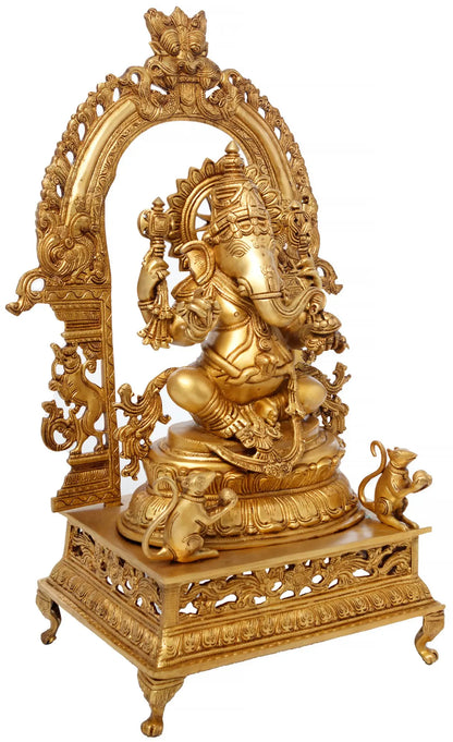 Brassaura® Majestic Arch Ganesha Brass Statue | Height 26.97 Inches & Weight 24.40 kgs