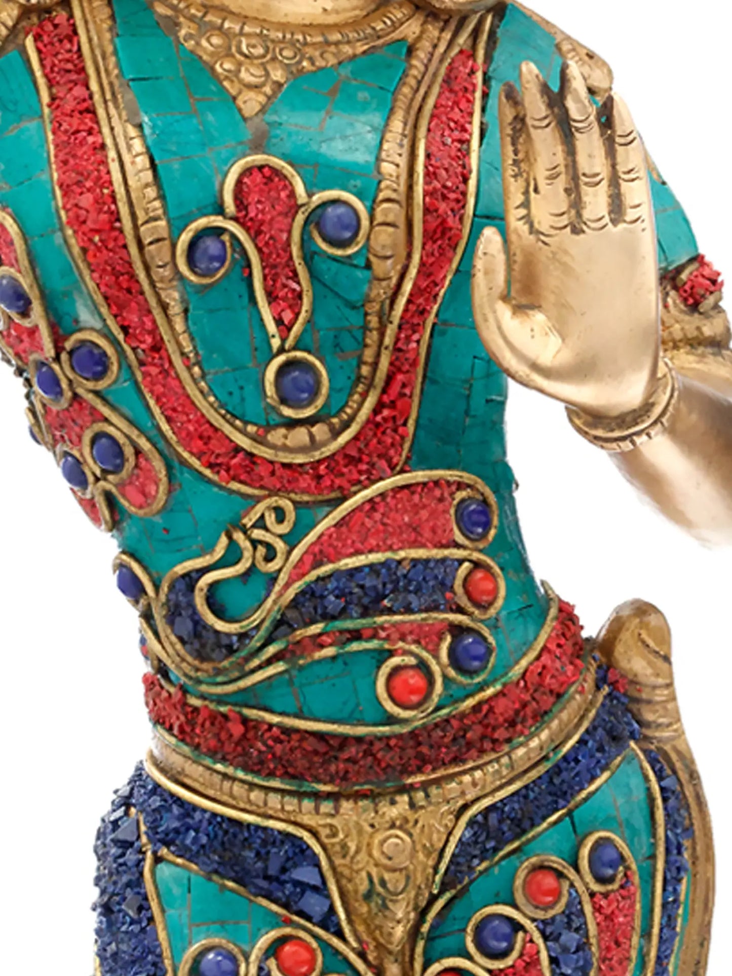 Brassaura® Dancing Goddess with Meenakari Inlay | Brass Statue | Height 20.7 Inches