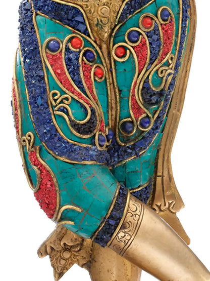 Brassaura® Dancing Goddess with Meenakari Inlay | Brass Statue | Height 20.7 Inches