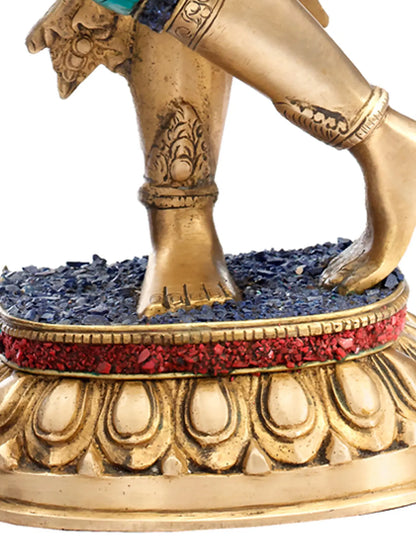 Brassaura® Dancing Goddess with Meenakari Inlay | Brass Statue | Height 20.7 Inches