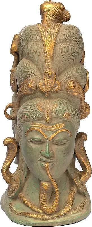 Brassaura® Brass Shiva Head Statue | Height 10 Inches & Weight 4.20 kg