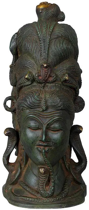 Brassaura® Brass Shiva Head Statue | Height 10 Inches & Weight 4.20 kg