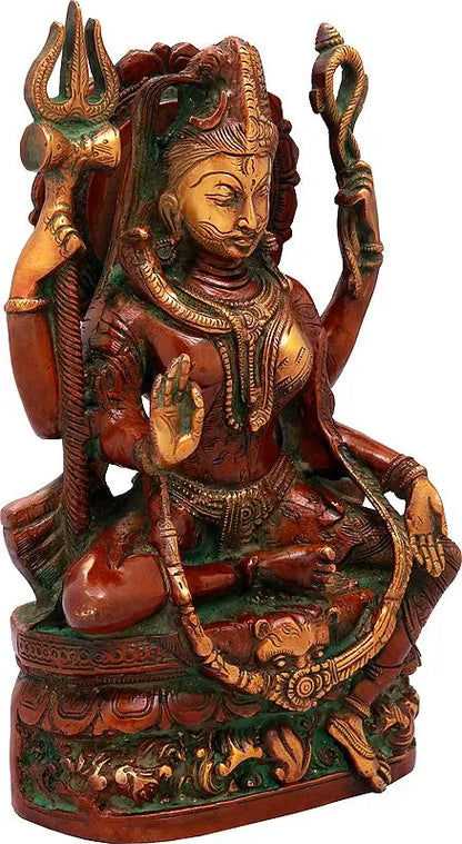 Brassaura™ Brass Shiva Statue | Height 10 Inches & Weight 4 kg
