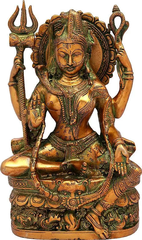 Brassaura™ Brass Shiva Statue | Height 10 Inches & Weight 4 kg