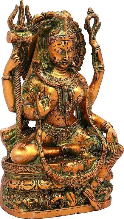 Brassaura™ Brass Shiva Statue | Height 10 Inches & Weight 4 kg