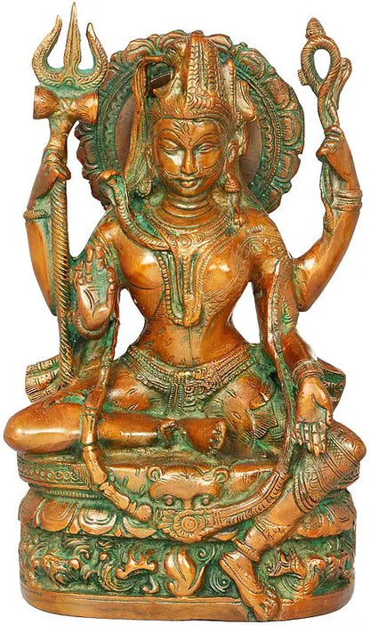 Brassaura™ Brass Shiva Statue | Height 10 Inches & Weight 4 kg