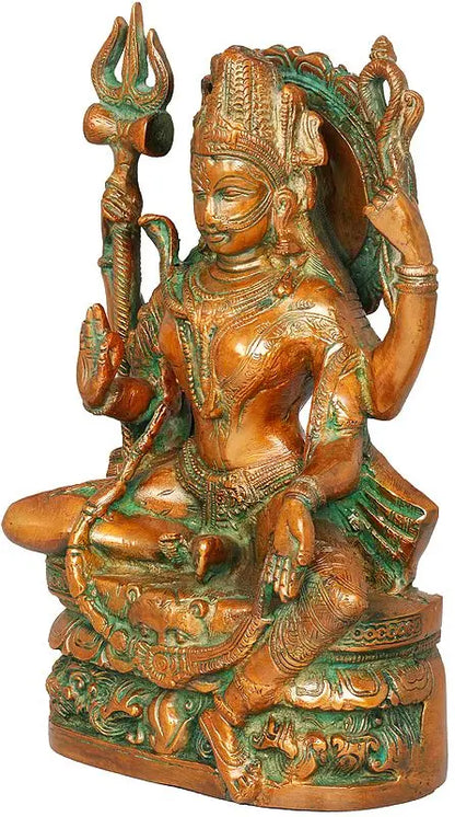Brassaura™ Brass Shiva Statue | Height 10 Inches & Weight 4 kg