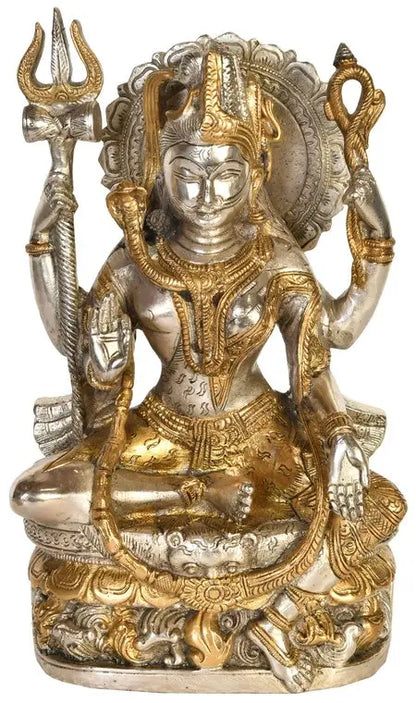 Brassaura™ Brass Shiva Statue | Height 10 Inches & Weight 4 kg