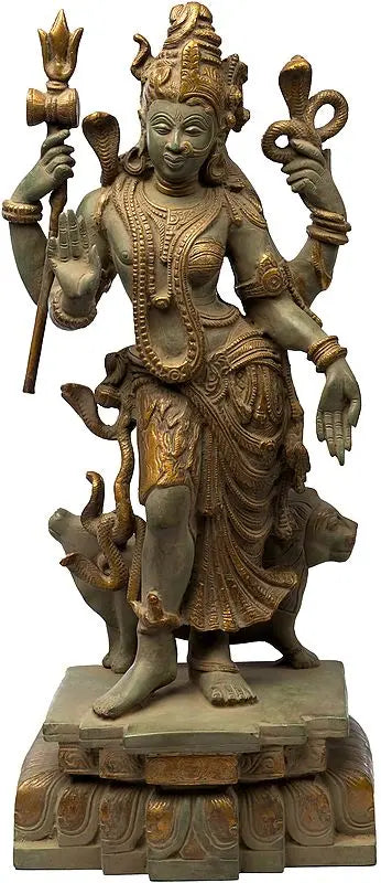 Brassaura® Brass Ardhanarishwara Statue | Height 17.5 Inches & Weight 8.90 kg