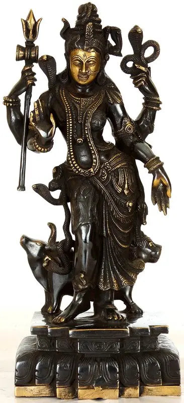 Brassaura® Brass Ardhanarishwara Statue | Height 17.5 Inches & Weight 8.90 kg