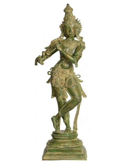 Brassaura® Brass Krishna Statue | Height 34 Inches & Weight 19.20 kg