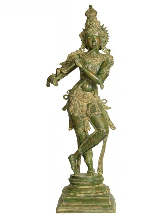 Brassaura® Brass Krishna Statue | Height 34 Inches & Weight 19.20 kg