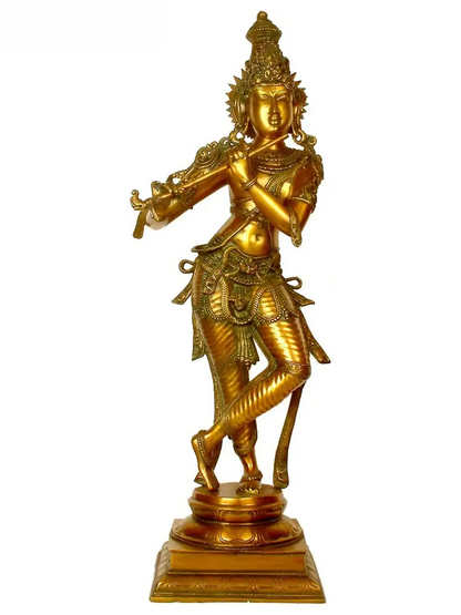 Brassaura® Brass Krishna Statue | Height 34 Inches & Weight 19.20 kg