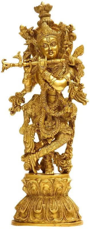 Brassaura® Brass Krishna Statue | Height 18.31 Inches & Weight 5.40 kg