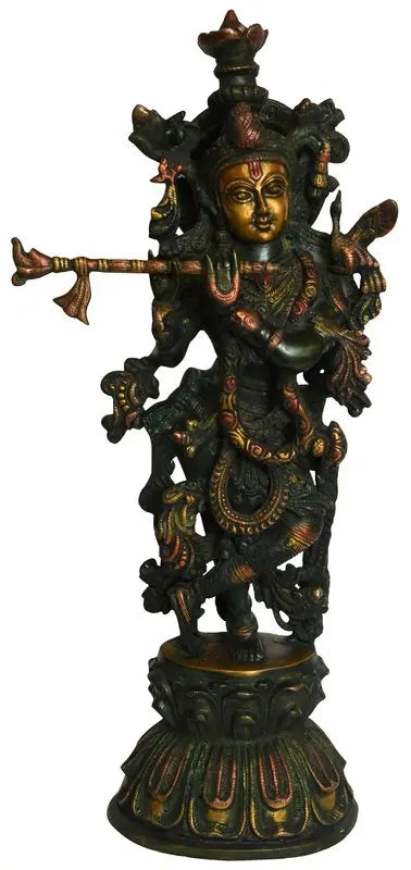 Brassaura® Brass Krishna Statue | Height 18.31 Inches & Weight 5.40 kg