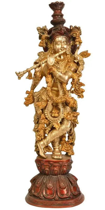 Brassaura® Brass Krishna Statue | Height 24.02 Inches & Weight 11.40 kg