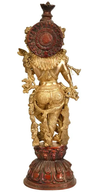 Brassaura® Brass Krishna Statue | Height 24.02 Inches & Weight 11.40 kg