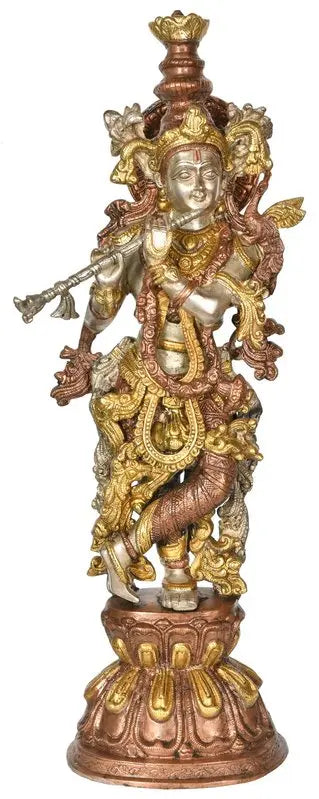 Brassaura® Brass Krishna Statue | Height 24.02 Inches & Weight 11.40 kg