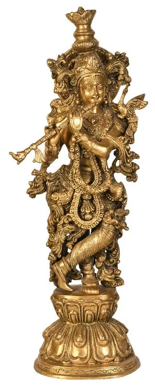 Brassaura® Brass Krishna Statue | Height 24.02 Inches & Weight 11.40 kg
