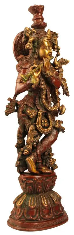 Brassaura® Brass Krishna Statue | Height 24.02 Inches & Weight 11.40 kg