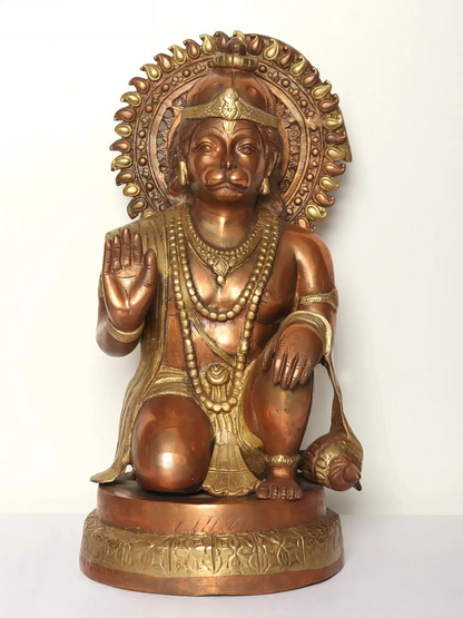 Brassaura® Veer Hanuman Blessing Pose | Brass Sculpture | Height 19 Inches & Weight 15.50 kgs