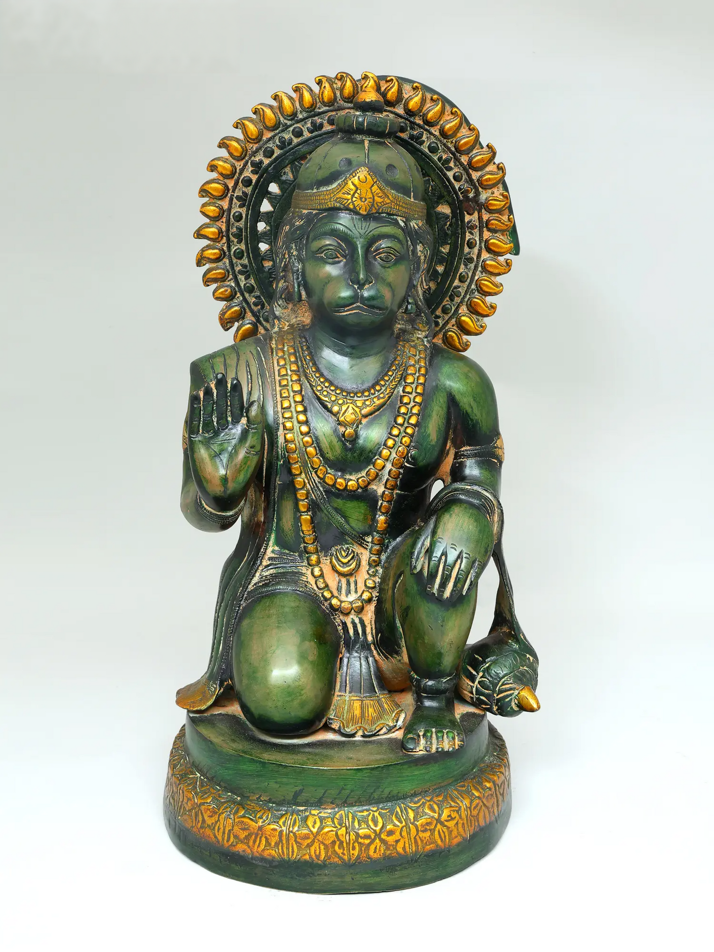 Brassaura® Veer Hanuman Blessing Pose | Brass Sculpture | Height 19 Inches & Weight 15.50 kgs