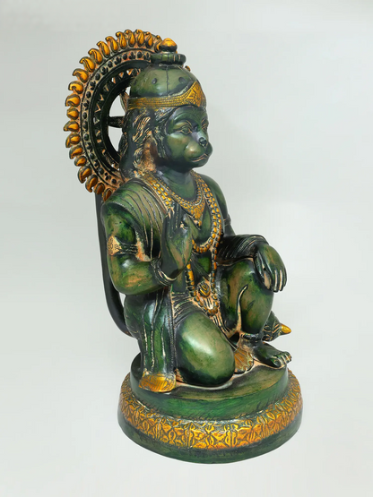 Brassaura® Veer Hanuman Blessing Pose | Brass Sculpture | Height 19 Inches & Weight 15.50 kgs