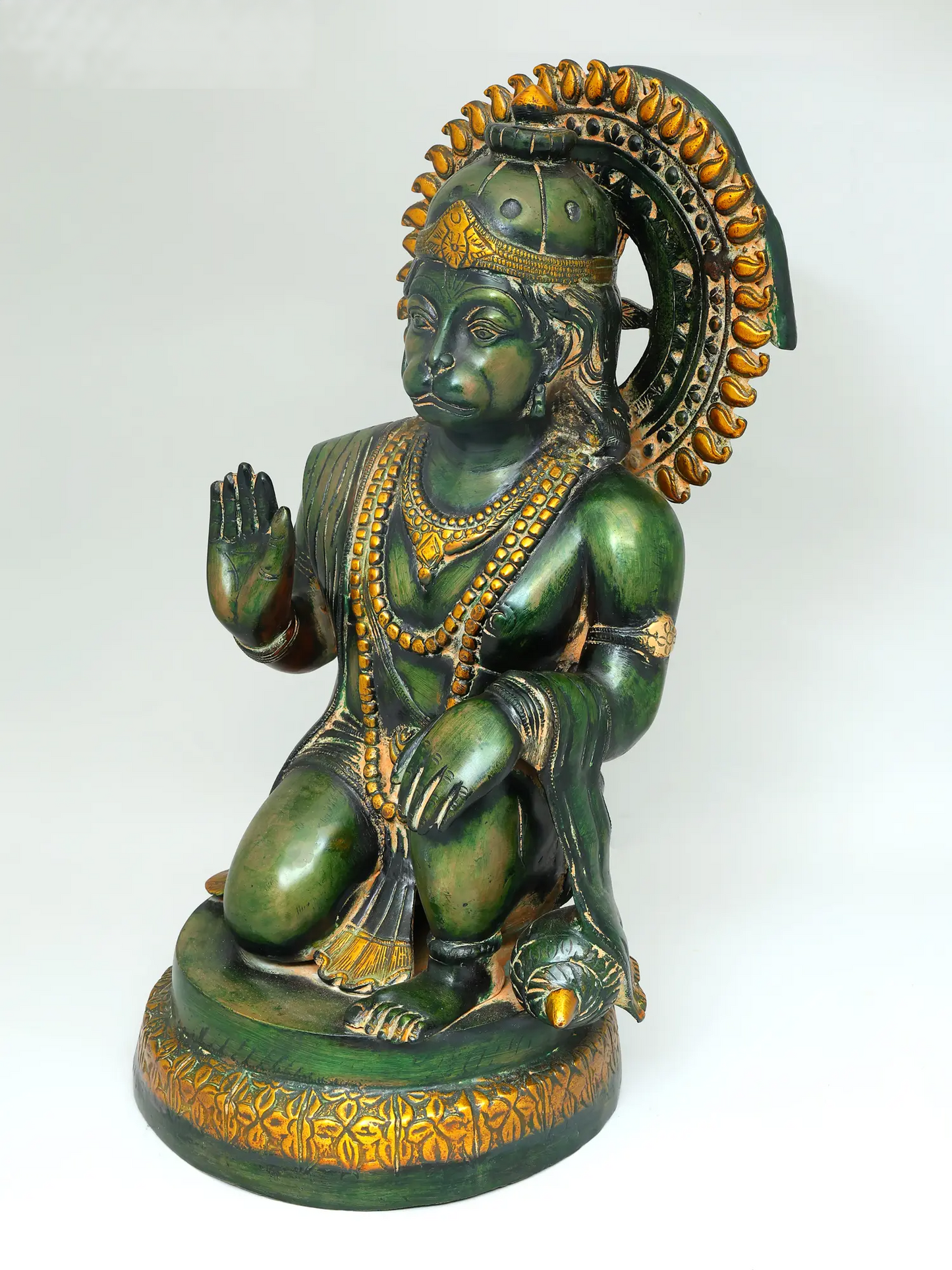 Brassaura® Veer Hanuman Blessing Pose | Brass Sculpture | Height 19 Inches & Weight 15.50 kgs