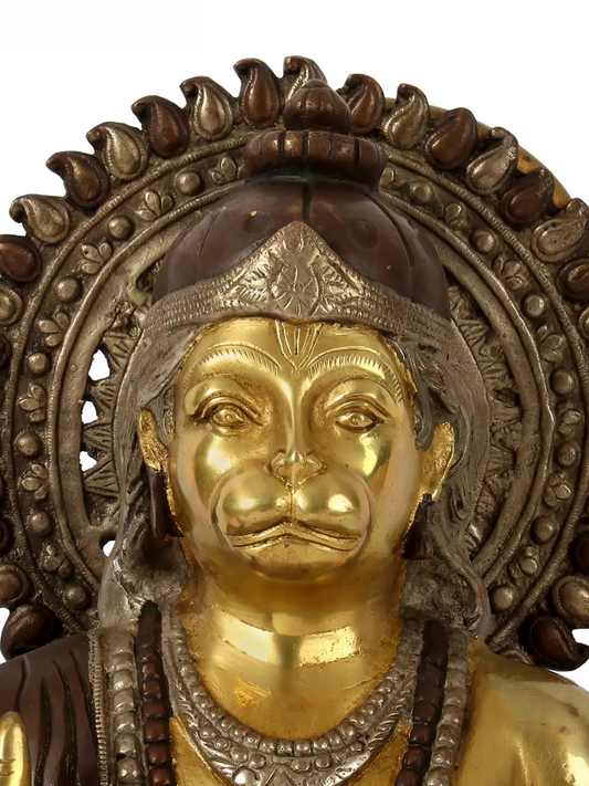 Brassaura® Veer Hanuman Blessing Pose | Brass Sculpture | Height 19 Inches & Weight 15.50 kgs